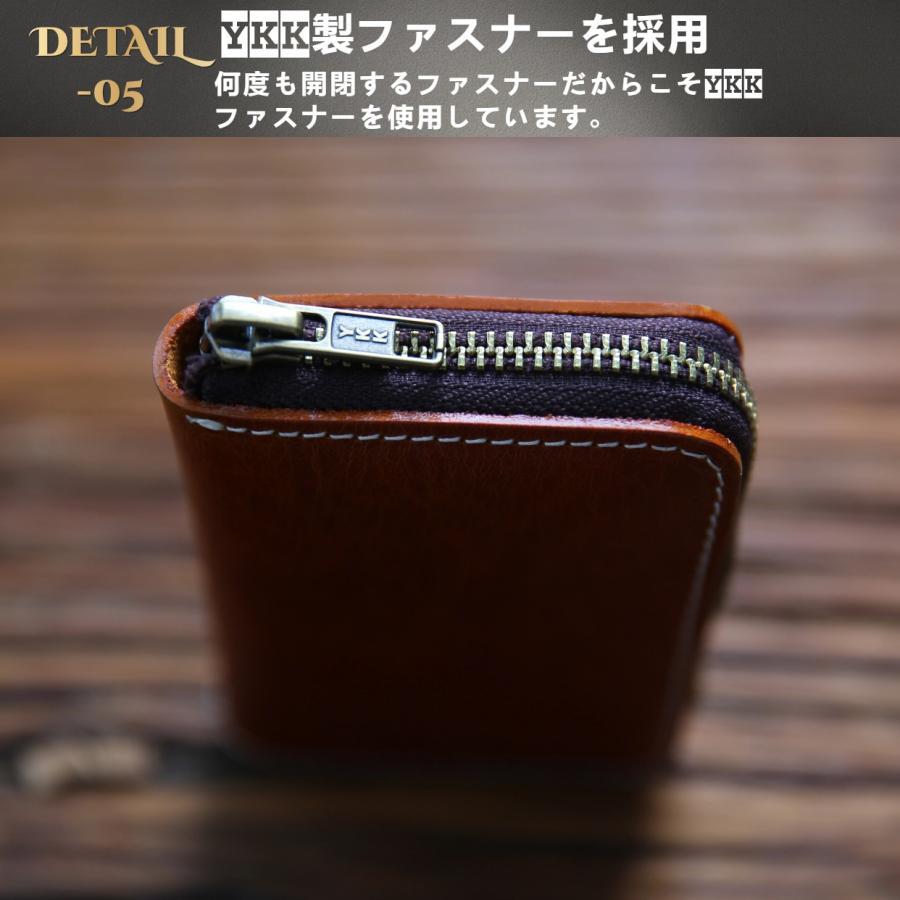 ミニ財布 l字 メンズ財布 本革 牛革 YKKファスナー コンパクト カード
