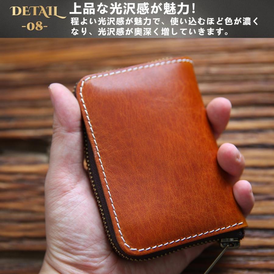 ミニ財布 l字 メンズ財布 本革 牛革 YKKファスナー コンパクト カード