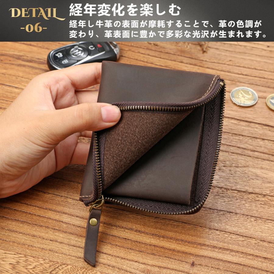 ミニ財布 メンズ財布 本革 牛革 L字ファスナーコンパクト カード入れ