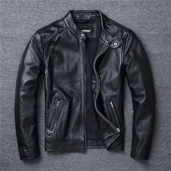 高級素材使用ブランド アメカジ 送料無料 革ジャケット おしゃれ バイカー 冬服 秋冬 B系 ブルゾン スタンド襟 牛革 レザー バイク 皮ジャン レザージャケット 本革 シングル メンズ ライダースジャケット 革ジャン ジャケット Savannah Osc Com