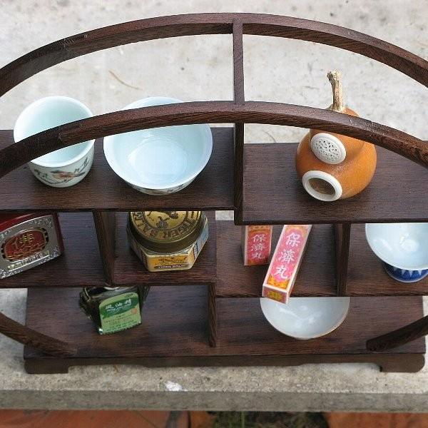 小さな丸い飾り棚 丸い鶏翅木博古架 チャイニーズテイストの小さな