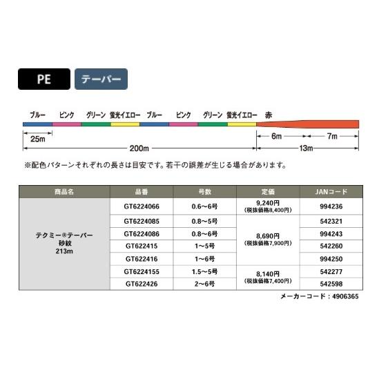 テクミーテーパー砂紋 213m ゴーセン 継続SALE : 東海つり具Y支店