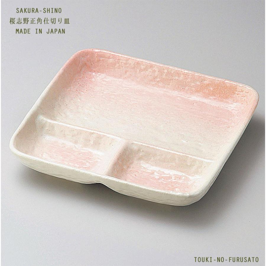 仕切り皿 和食器 仕切りプレート 桜志野仕切付正角皿 美濃焼 国産 角皿
