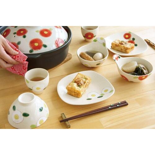 湯呑み おしゃれ TSUBAKI赤 湯呑 190cc ゆのみ 花 椿 和食器 紅白 縁起