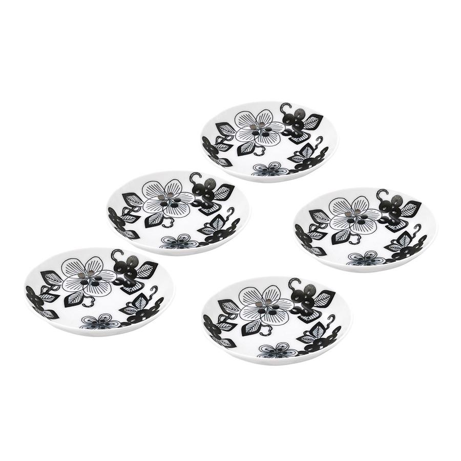 黒白抽象ライン模様皿白黒8枚セット