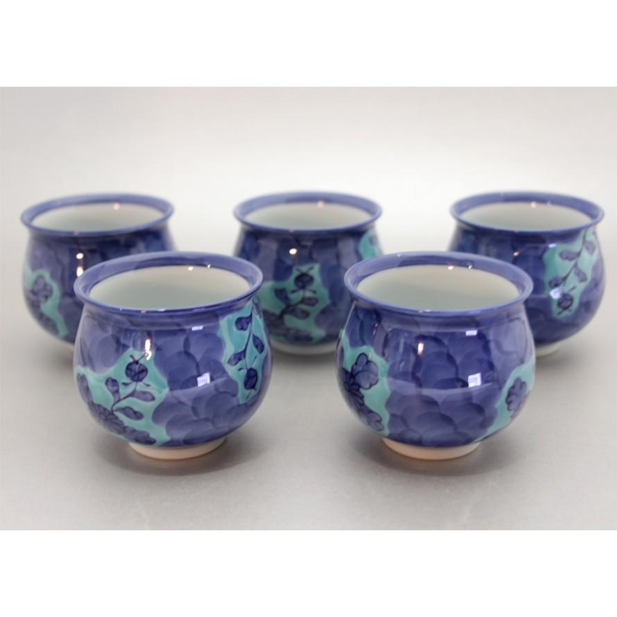 源右衛門窯 青彩菊絵 湯呑揃（5客） : 陶器たて石 Yahoo!店 - 通販