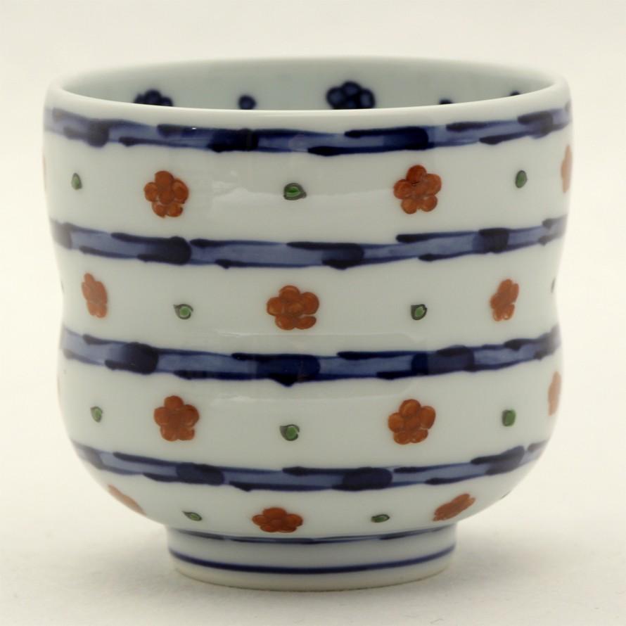 源右衛門窯 染錦赤梅小紋割 湯呑 : 陶器たて石 Yahoo!店 - 通販 -