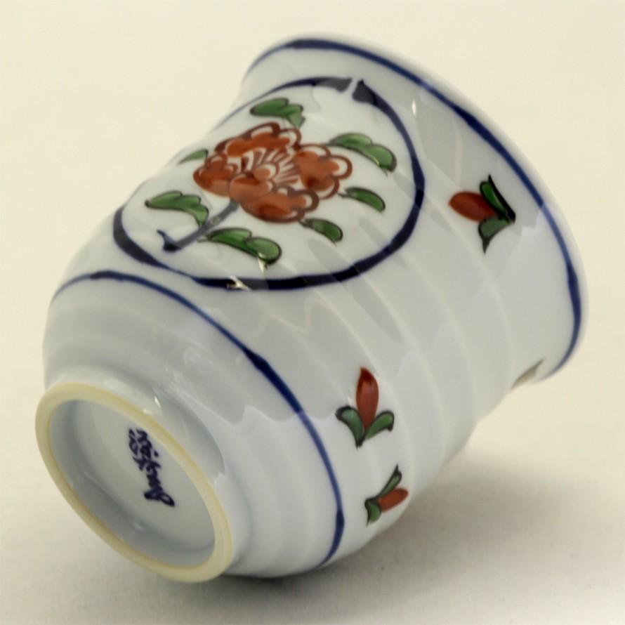 源右衛門窯 染錦牡丹丸紋（赤） 湯呑 (小) : 陶器たて石 Yahoo!店