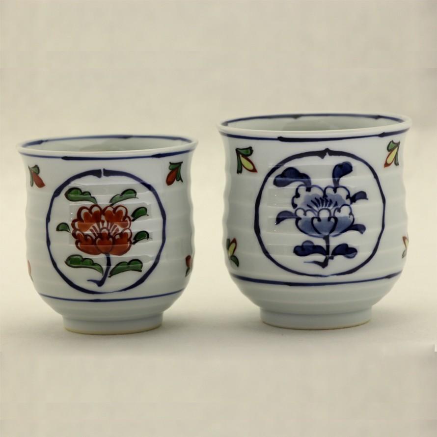 新品未使用 源右衛門 茶碗 赤絵濃牡丹  染錦大樹 2個セット 染錦紫牡丹絵 飯碗 ｜ 有田焼の源右衛門窯公式オンラインショップ