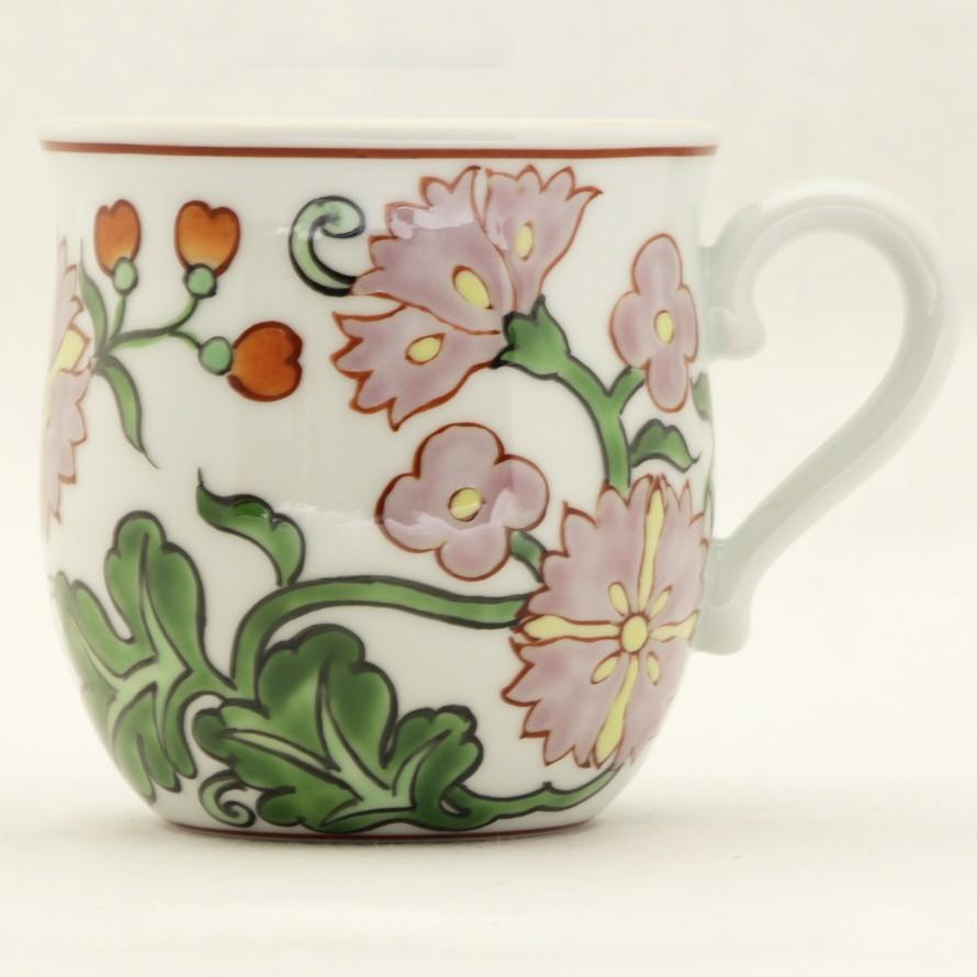 源右衛門窯 赤絵更紗家紋No.3 マグカップ : 陶器たて石 Yahoo!店