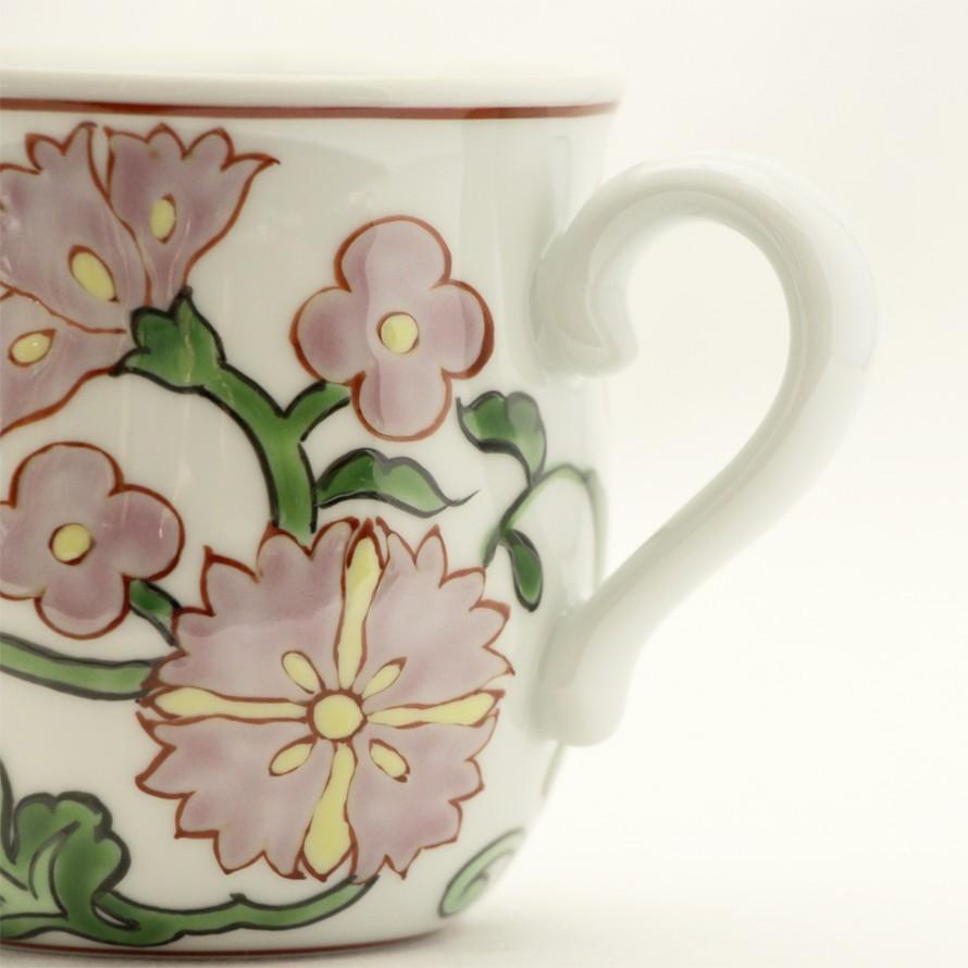 源右衛門窯 赤絵更紗家紋No.3 マグカップ : 陶器たて石 Yahoo!店