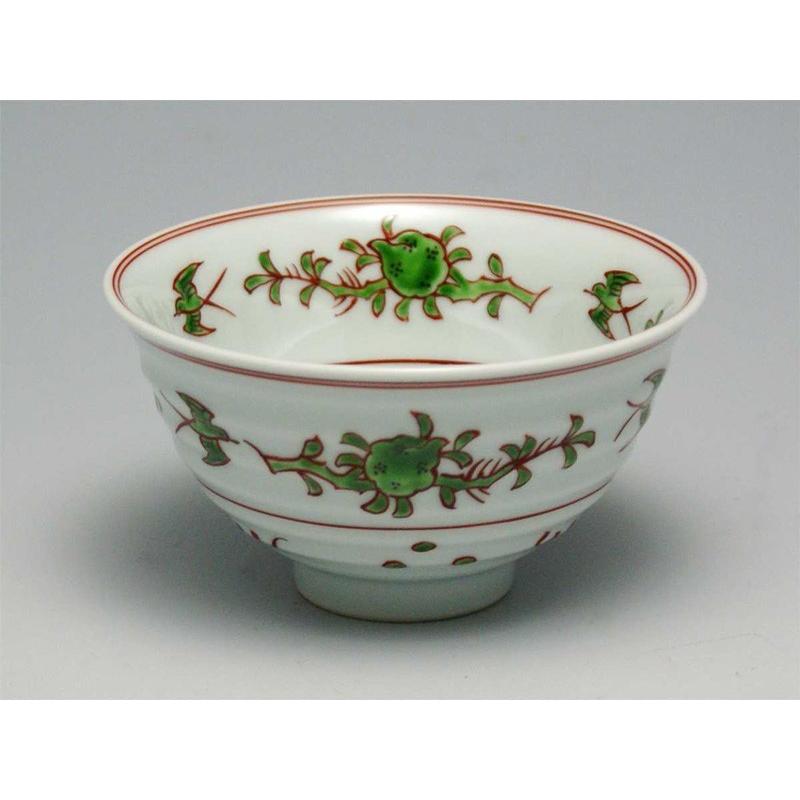 有田焼 源右衛門 窯 赤絵 柘榴絵 飯碗 茶碗 飯茶碗 源右衛門窯 赤絵柘榴絵（中） 飯碗 有田焼 ご飯茶碗 : 陶器たて石