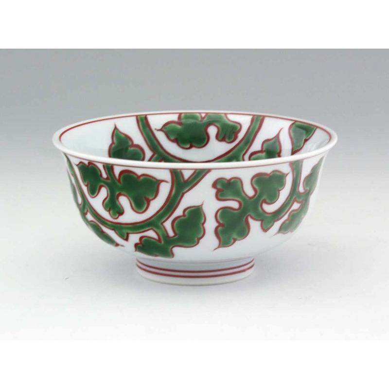 A　源右衛門作　緑彩唐草　飯碗　５客　共箱 A 源右衛門作 緑彩唐草 飯碗 5客 共箱 A 源右衛門作 緑彩