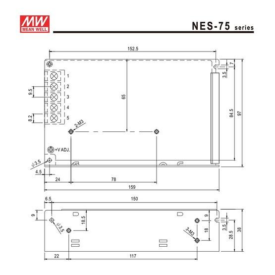 AC/DCスイッチング電源 NES-75-5 5V DC5V 15A 75W 室内用 業務/産業用 電源ユニット NESー75ー5 NES−75−5 NES-75W-5V|toukou-store|03