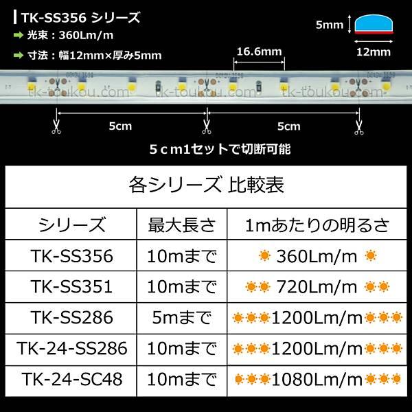 LEDテープライト シリコンチューブ TK-SS356-30K 電球色(3000K) 60粒/m 単色 2m DC12V 屋外使用可能 ジャック付外径5.5mm×内径2.1mm｜toukou-store｜02