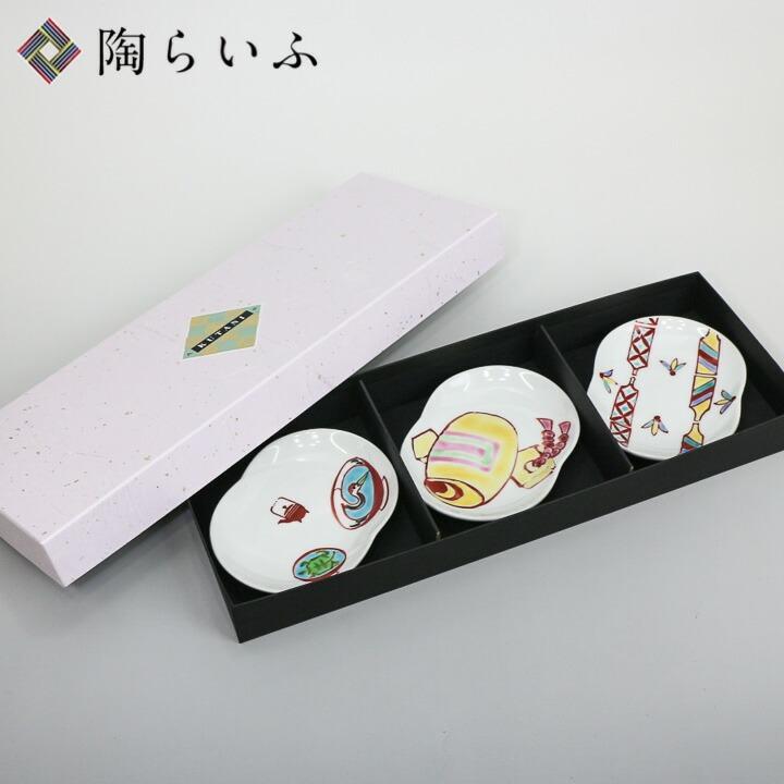 九谷焼 瓢型小皿セット 迎春絵変り / 安東眉石窯 和食器 皿 小皿 迎春