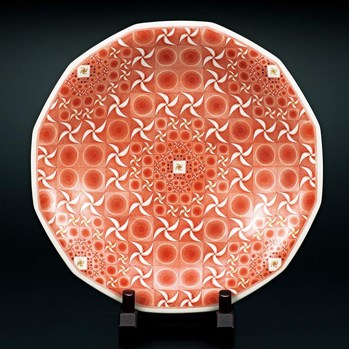 限定品】九谷焼 赤絵細描 福島武山 / 16号大鉢 小紋手 | 直径48cm 大鉢