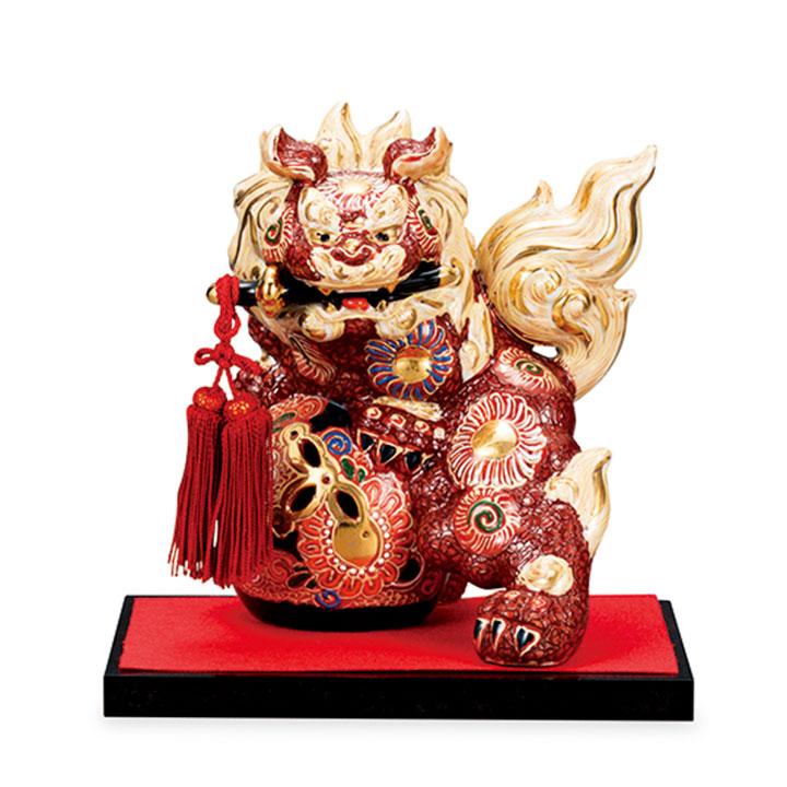 九谷焼 玉乗り獅子 剣獅子 置物 九谷焼 玉獅子 10号 対剣獅子 一対 八幡