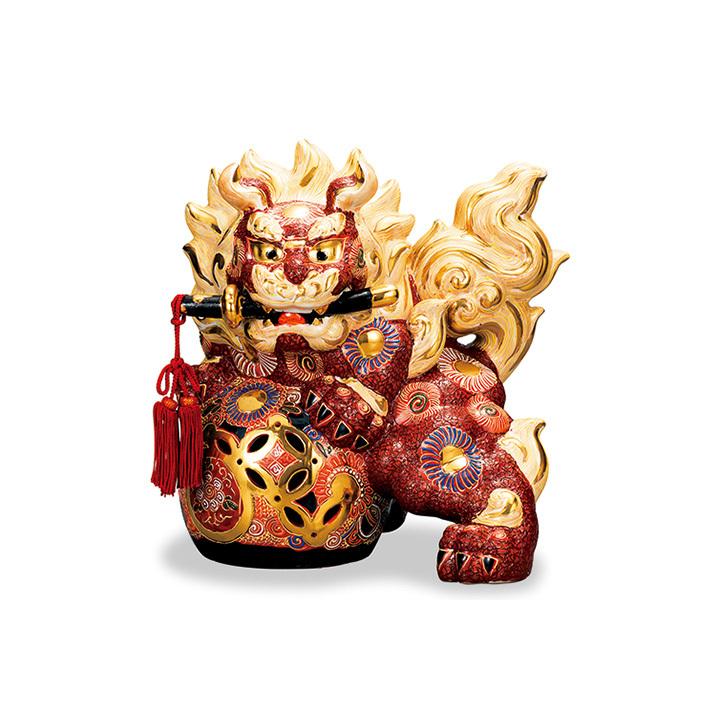 九谷焼 10号立獅子 盛 置物 風水 獅子 幸運 開運置物 商売繁盛 【公式