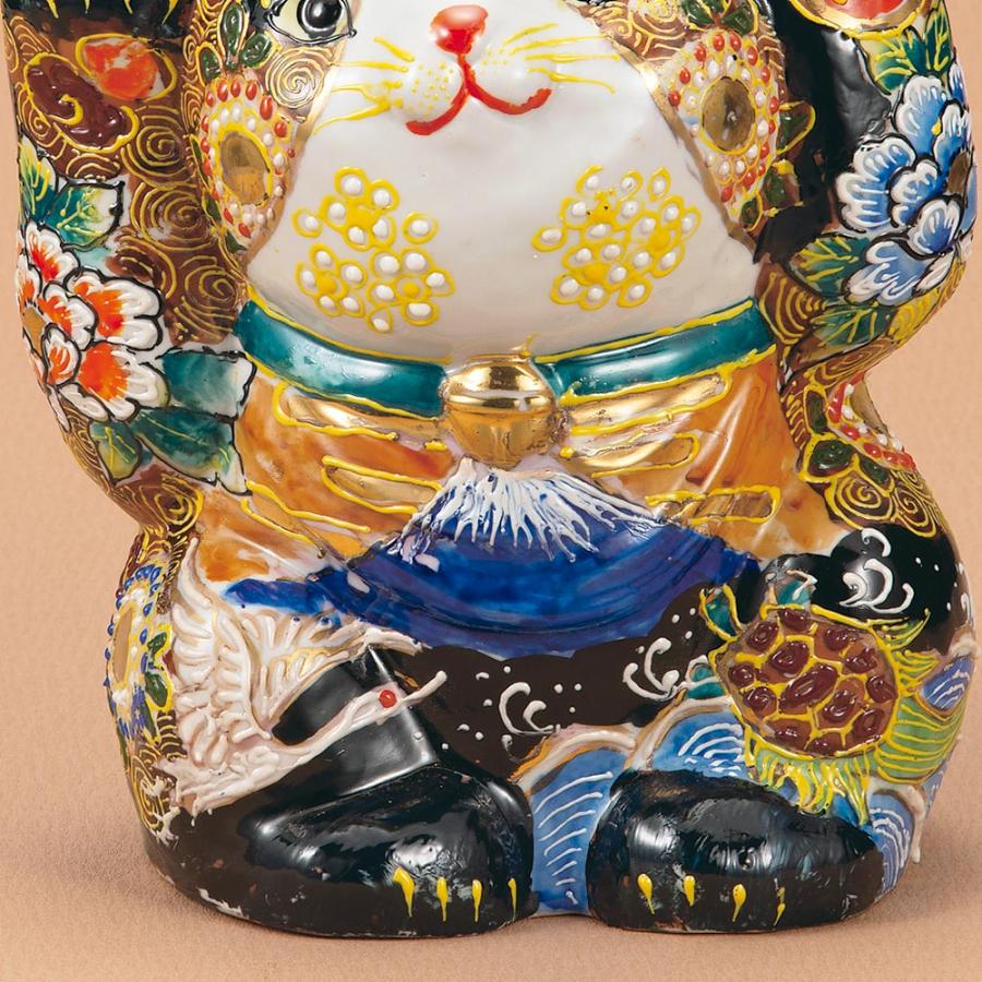 九谷焼 8.8号福招猫 盛吉祥鶴亀｜ 置物 縁起物 招き猫 人気 ギフト