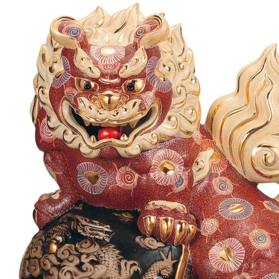 九谷焼　獅子　最終値引き 九谷焼 20号立龍彫刻獅子 盛｜ 置物 獅子 人気 ギフト 贈り物 結婚祝い
