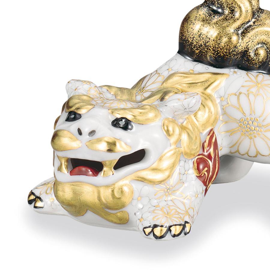 九谷焼 3号獅子 本金墨花詰 / 西由紀夫｜ 置物 獅子 人気 ギフト