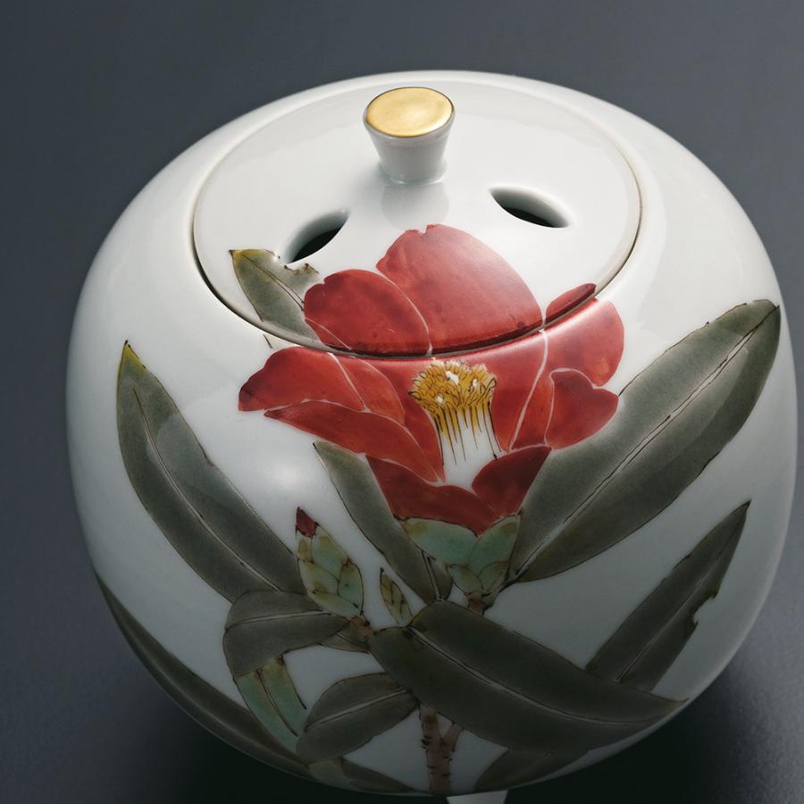 九谷焼 4号香炉 椿文 / 山田義明｜ 香炉 仏具 人気 ギフト 贈り物 結婚