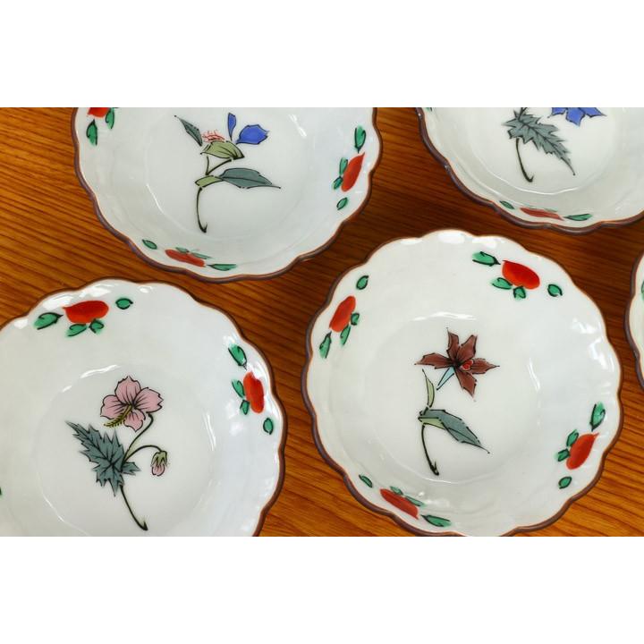 九谷焼 菊型小付揃 山野草/美山窯 送料無料 和食器 皿 小皿 人気