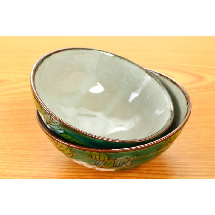 九谷焼 組飯碗 グリーン山茶花 / 美山窯 和食器 飯碗 茶碗 人気 ギフト