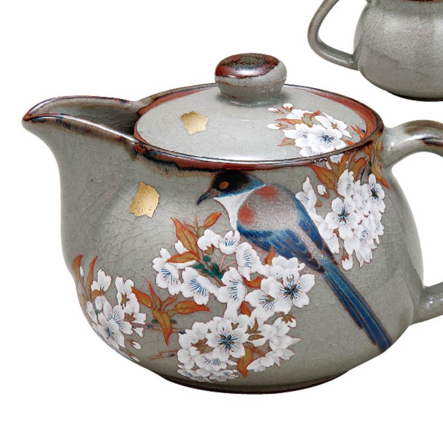 九谷焼 中ポット急須 金箔山桜に鳥 / 美山窯 ｜茶器 湯呑 ポット 急須 