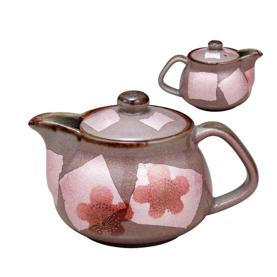 九谷焼 中ポット急須 銀彩金梅 ピンク/美山窯＜茶器 湯呑 ポット 急須