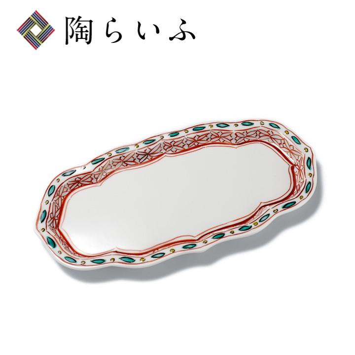 九谷焼 赤絵七寸長形輪花皿 / 九谷美陶園 皿 中皿 人気 ギフト 贈り物