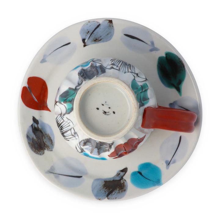 九谷焼 カップ&ソーサー 彩り椿 赤 / 虚空蔵窯 和食器 コーヒーカップ