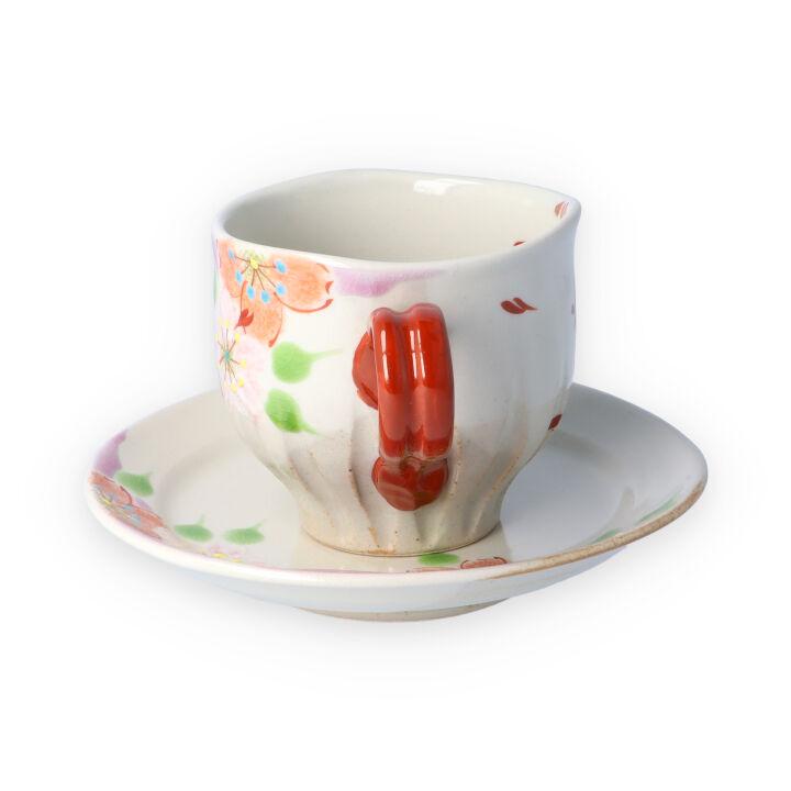 九谷焼 カップ&ソーサー 桜の宴 ピンク / 虚空蔵窯 和食器 コーヒー