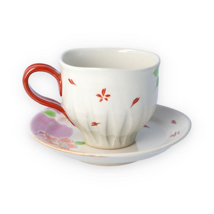 九谷焼 カップ&ソーサー 桜の宴 ピンク / 虚空蔵窯 和食器 コーヒー