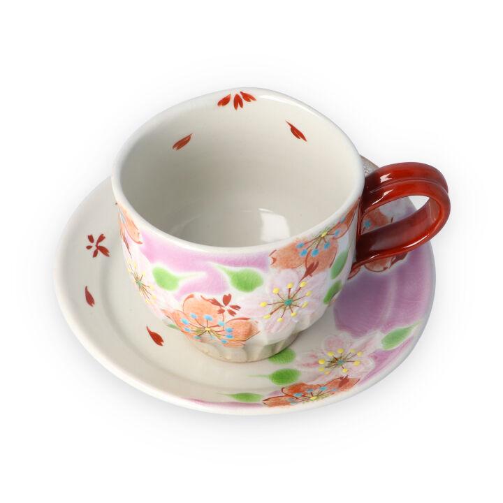 九谷焼 カップ&ソーサー 桜の宴 ピンク / 虚空蔵窯 和食器 コーヒー