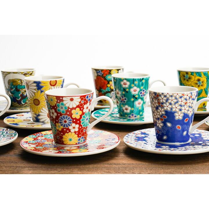 九谷焼 デミタスカップ ソーサー 花文様 青郊窯 和食器 小さめコーヒーカップ エスプレッソ カップ 人気 贈り物 沸騰ブラドン
