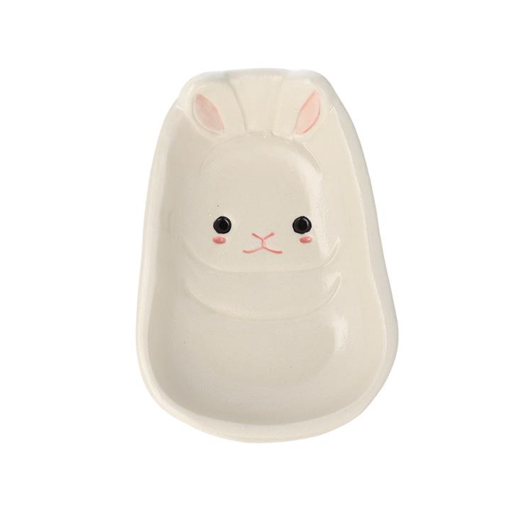 【未使用】作家 ミシャコシャ うさぎ くま 豆皿 小皿 mizacosha 陶器 九谷焼 2種から選べる うさぎの豆皿 / 遠藤絢子 ｜ 豆皿 小皿 9cm