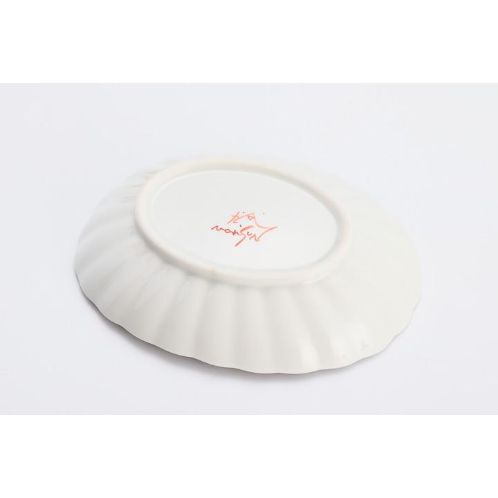 九谷焼 楕円菊小皿 ハートピア / 銀舟窯 和食器 皿 小皿 かわいい