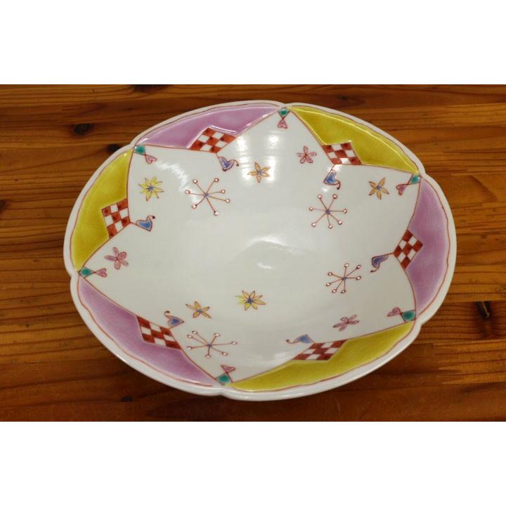 九谷焼 6号鉢 花祭 ピンク / 銀舟窯 和食器 皿 盛り皿 かわいい
