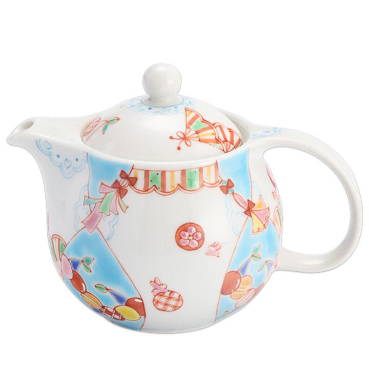 九谷焼 丸ポット チェリーランド 銀舟窯 和食器 ポット 急須 かわいい