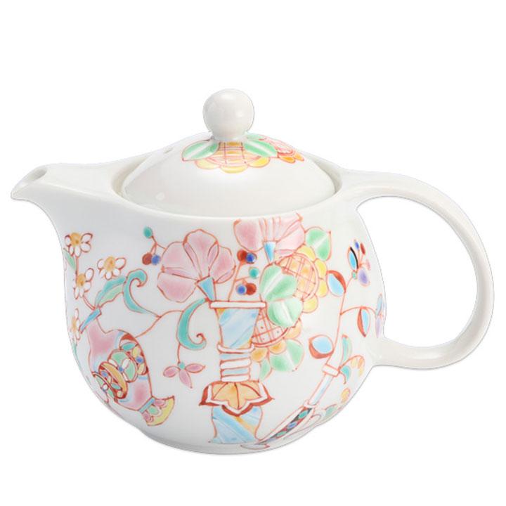 九谷焼 丸ポット 壷の花 銀舟窯 和食器 ポット 急須 かわいい おしゃれ 