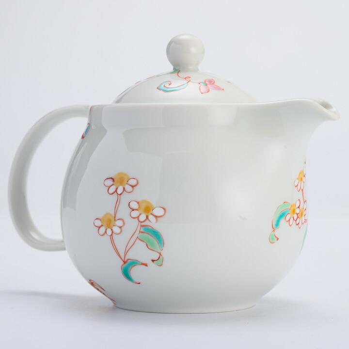九谷焼 丸ポット 壷の花 銀舟窯 和食器 ポット 急須 かわいい おしゃれ 