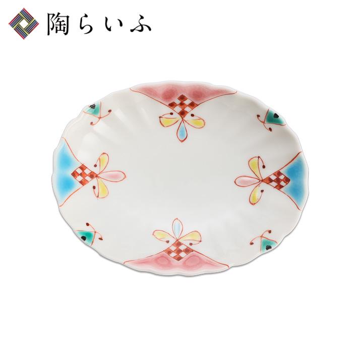 九谷焼 楕円 菊小皿 花のプリンセス / 銀舟窯 和食器 皿 小皿 かわいい