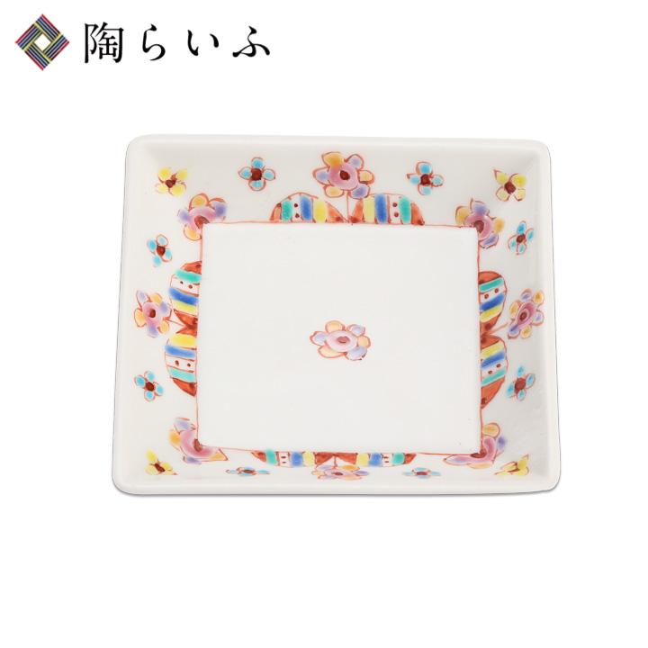 九谷焼 四角 小皿 お花畑 銀舟窯 和食器 皿 取皿 かわいい 九谷焼 四角 小皿 お花畑 銀舟窯 和食器 皿 取皿 かわいい