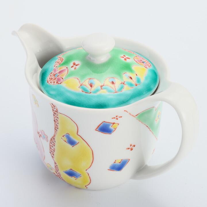 九谷焼 ポット 急須 お花畑 銀舟窯 和食器 ポット 急須 かわいい