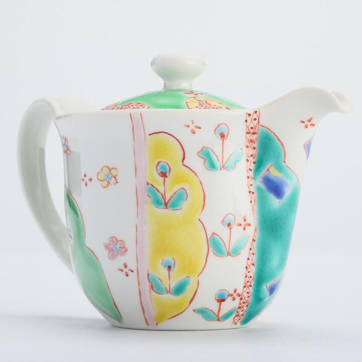 九谷焼 ポット 急須 お花畑 / 銀舟窯 和食器 ポット 急須 かわいい