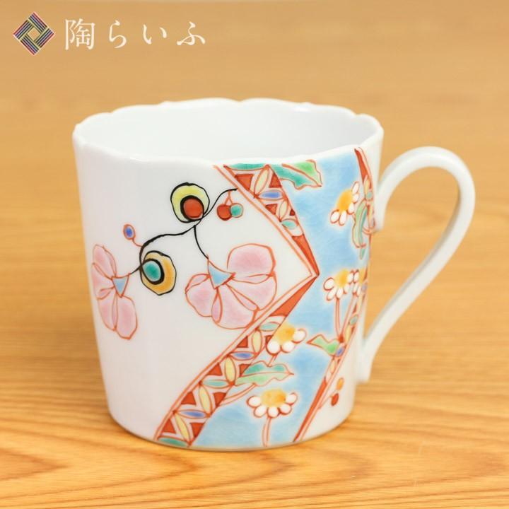 九谷焼 宮腰徳二 特別企画品 マグカップ 花のタペストリー / 銀舟窯 和食器 かわいい おしゃれ 人気 ギフト プレゼント 結婚祝い 引き出物 内祝い