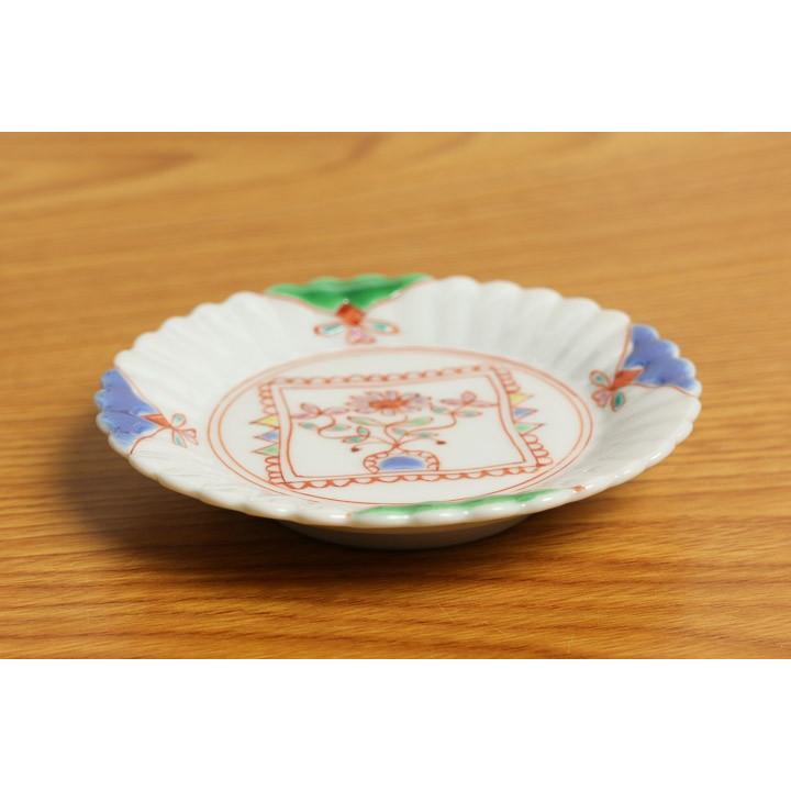 九谷焼 宮腰徳二 特別企画品 菊型小皿 籠の花 銀舟窯 皿 小皿 かわいい