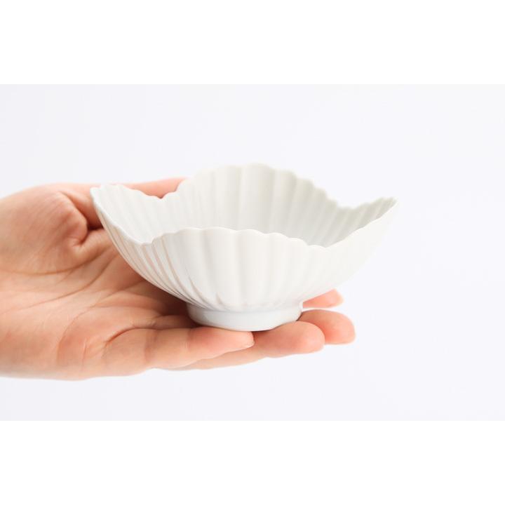 九谷焼 白磁 菊型四方小鉢 5枚セット / 妙泉陶房 和食器 皿 鉢 人気 
